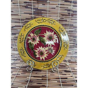 PIER 1 IMPORTS Sunflower Dinner Plate 10 1/2"  Hand Painted Terra Cotta